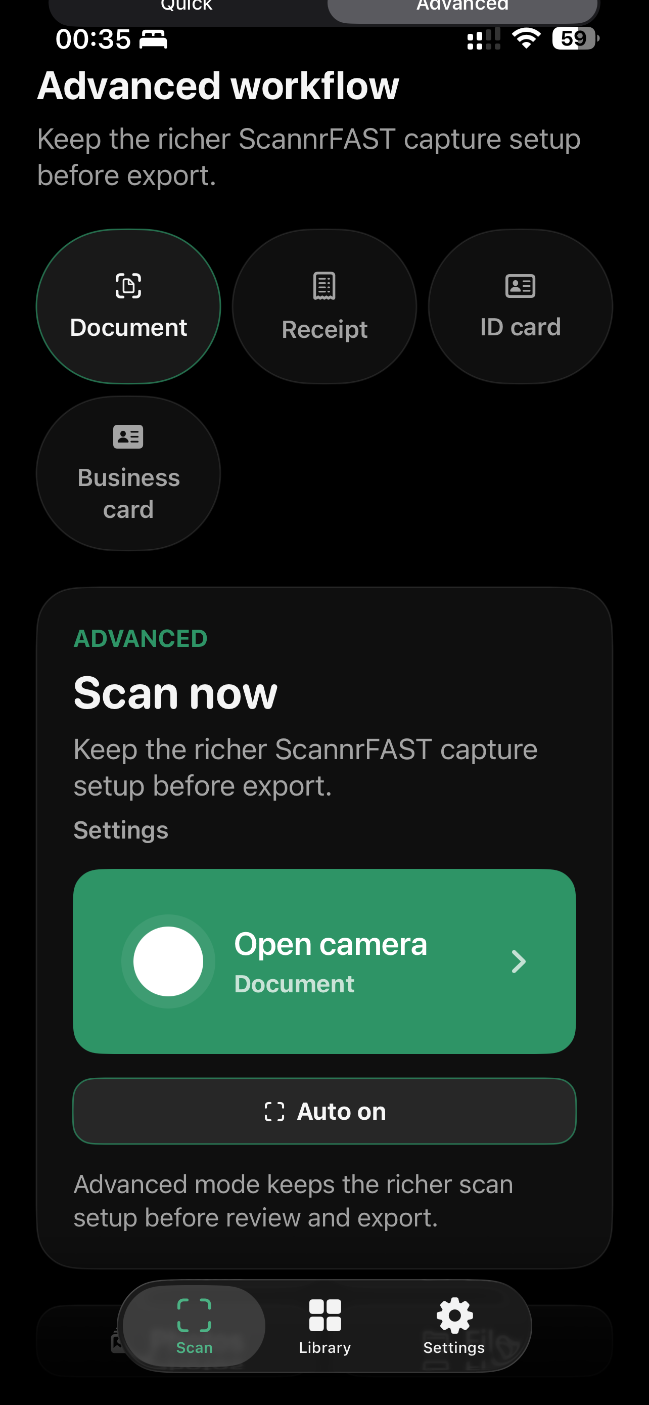 ScannrFAST advanced workflow screenshot