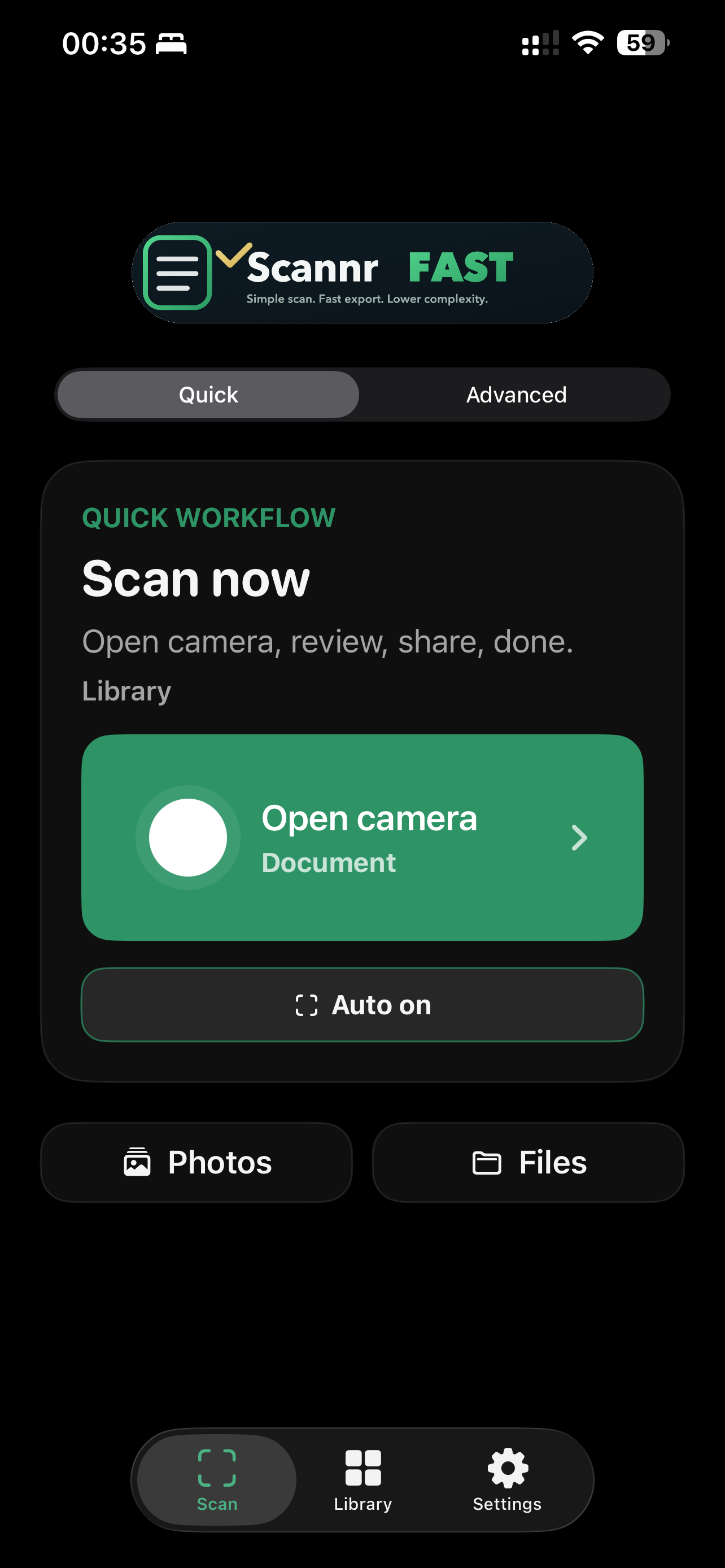 ScannrFAST quick home screenshot