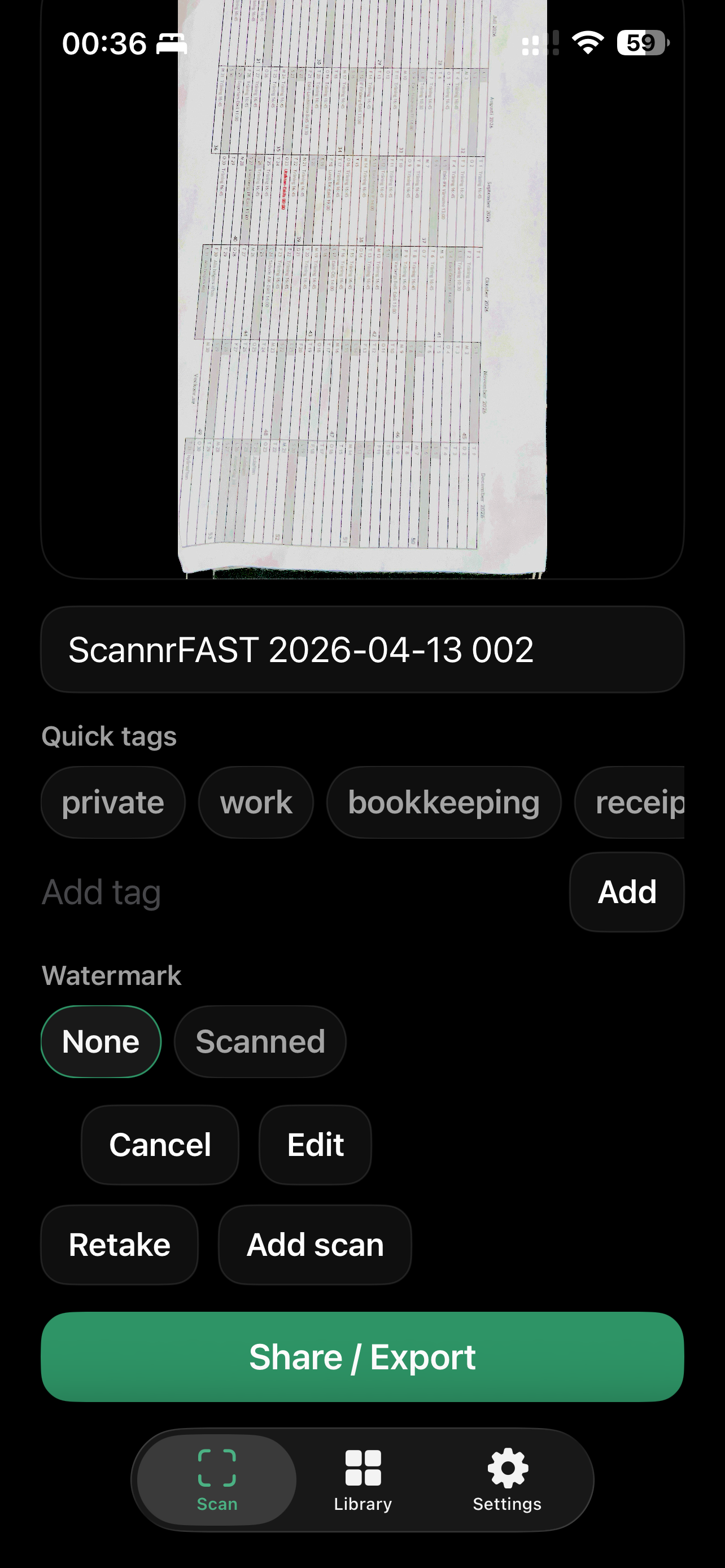 ScannrFAST review options screenshot